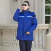 Ropa de trabajo de algodón antiestática de invierno, de longitud media, con tiras reflectantes, cálida y protectora, desmontable, adecuada para trabajadores de fábrica
