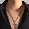 Popular Estilo Gótico Religioso Europeo y Americano Transfronterizo Joyería Colgante de Cruz de Calavera con Forma de Corazón de Aleación Accesorios de Collar para Hombre
