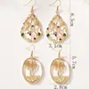 Moda Europea y Americana Retro Incrustaciones de Circonita Multicolor Forma de Gota Pendientes Creativos Calados Elegantes Versátiles Joyería de Oreja para Mujer Lote