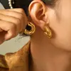 Estilo europeu e americano irregular anel liso em forma de C brincos temperamento retro design material de cobre banhado a ouro 18k real orelha jóias em estoque