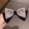 Novo estilo coreano vintage veludo espinha de peixe laço grampo de cabelo elegante senhora clipe superior clipe de mola clipe de rabo de cavalo acessório de cabelo