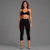 Conjunto de Sutiã Esportivo Cruzado com Gola Halter para Mulheres, Lindo Sutiã de Yoga com Costas Cruzadas, Calça Capri de Fitness de Secagem Rápida, Conjunto de Duas Peças para Yoga