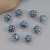Prata de lei S925 Lótus Azul Queimado com acessórios de contas vintage DIY feito à mão contas soltas contas de flor acessórios acessórios com furo horizontal joias