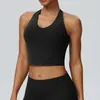 Top Regata Yoga Decote V Profundo Europeu e Americano para Mulheres Alta Elasticidade Tipo Nuvem Top Esportivo com Bojos Fitness Corrida Costas Bonitas 62125