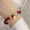 Pulsera Estilo Chino, Pulsera de Cuentas de la Suerte, Pulsera de Cinabrio de Imitación, Amuleto de la Suerte, Estilo Tradicional, Joyería Asequible, Estilo Étnico