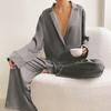 Conjunto de Pijama Feminino Outono e Inverno Europeu e Americano 2026 Cetim Confortável Manga Longa Calça Longa Roupa de Casa Feminina Transfronteiriça Pode Ser Usado Fora