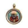 1,5cm Xizang Zakiram's Cinco Céus Negros Grande Mais Largo Prajna Pequeno Thangka Tridimensional Pintado Rub Pingente