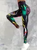 Pantalones de Yoga Estampado de Graffiti Abstracto Cruzado para Mujer Cintura Alta Alta Elasticidad Levantamiento de Glúteos Fitness Deportes Ajustados Ropa Interior Base Europea y Americana