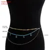 Joia Cruzada Europeia e Americana Corrente de Cintura Bohêmia com Lantejoulas Estrela do Mar de Múltiplas Camadas para Mulheres Corrente de Corpo para Biquíni de Praia