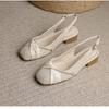 Zapatos de punta cuadrada francesa para mujer verano 2025 nuevos con falda noche temperamento suave zapatos de dama sandalias de perlas al por mayor