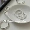 Anel de Prata S925 Sterling Prata Estilo Ins Dongdaemun Coreia do Sul Simples de Alto Padrão com Encaixe de Contas de Cânhamo Versátil Estiloso