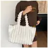Bolso de Mano Rayado de Felpa Transfronterizo para Mujer, Bolso de Hombro Texturizado Simple Otoño e Invierno, Bolso de Axila de Moda de Gran Capacidad de Gama Alta