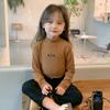 Camiseta básica de otoño para niñas Momo 260g cachemira camiseta de otoño para niñas camiseta básica de cuello alto medio de color sólido para niños