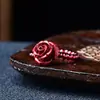 Anillo de Cuentas de Cinabrio Crudo para Mujer, Anillo para Dedo Índice de Granate, Anillo de Oro Pixiu, Anillo de Diseño Nicho, Estilo Antiguo