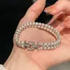 Brincos de Pérola de Água Doce Naturais 3-4mm Trançados com Diamantes Inteiros Nicho Brincos de Alto Padrão Luxo Acessível Versátil Brilhantes e Nobres