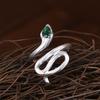 Anillo de Plata S925 Cepillada Serpiente Serpiente Pequeña Blanca con Gota de Agua para Mujer Personalizado Zodíaco Serpiente Nicho Lujo Ligero Plata