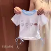 Camiseta Infantil Super Fofa de Manga Curta, Novo Estilo de Verão 2026 para Crianças, Top Curto com Cordão para Bebê, Estilo Ins, Atacado
