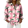 Camisa Impresa 3D de Navidad 2025 Manga Larga Más Vendida Copo de Nieve Fiesta Manga Larga Moda para Mujer Top Cárdigan