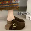 Couro Genuíno Estilo Vintage Solado Grosso Ultra Macio Sensação Acolchoada Sapatos Birkenstock Femininos Mocassins Slip-on Sem Calcanhar Mules de Bico Fechado