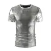 Nueva Camiseta de Verano para Hombre Ajustada de Manga Corta Tendencia para Hombre Tela Brillante Estampado en Caliente Patrón de Serpiente Camiseta de Noche Et01-P30