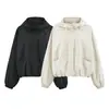 Chaqueta corta con capucha de nuevo diseño estilo europeo y americano, nueva casual de otoño e invierno, chaqueta top holgada y estilizada al por mayor