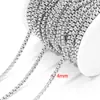 Cadena de Perla Cuadrada de Acero Inoxidable Transfronteriza 1.5-5mm Chapada en Oro de 18K Accesorios Semi-Terminados para DIY Collares Pulseras Venta al por Mayor