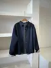 Camisa de Mezclilla Lavada Oscura de Borde Completo de Alta Calidad Estilo Coreano Simple Suelta con Solapa de Botones Sencillos y Mangas Largas para Otoño