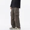 Calça cargo reta de bolso grande estilo americano da moda, unissex, outono vintage, corte solto, calça casual moderna e versátil