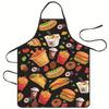 Delantal de poliéster sin mangas con estampado de dibujos animados de hamburguesa, pizza, dona 2024, esencial para el hogar, antiincrustante, a prueba de aceite, overol
