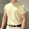 Nueva Camiseta de Fitness Versátil de Color Sólido Estilo Americano, Secado Rápido, Tacto Fresco, con Mangas Acanaladas, Capa Base Favorecedora de Manga Corta para Hombre