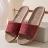 Nuevas Pantuflas de Lino de Color Sólido para Amantes del Hogar, Pantuflas de Suela Plana y Ligeras con Punta Abierta para las Cuatro Estaciones, Sandalias y Pantuflas Ligeras de EVA para Mujer