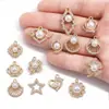 Acessórios de joias de liga leve de luxo, pingentes com incrustação de pérolas, decorações para pulseira, colar e chaveiro DIY, W893