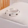 Anillo Retro Incrustado Estilo Xiaohongshu para Mujer, Anillo Abierto Rayado Cepillado Estilo Socialité de Lujo Ligero, Anillo de Moda