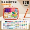 Marcadores Acrílicos de Doble Punta Suave y Dura de 120 Colores en una Bolsa de Tela para Graffiti y Pintura DIY Infantil, Bolígrafos de Colores Opacos Apilables