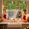Cortina Navideña del Grinch Decoración Festiva Barra Romana sin Taladro Cortina Corta Cortina de Ventana con Impresión Digital