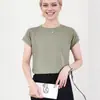 Nuevo Verano Manga Corta con Vuelo Elegante Combinable Moda Ajustado Cuello Redondo Sentido del Diseño Estilo Coreano Estilo Occidental Top Manga Murciélago