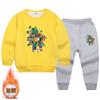 Conjunto de Suéter Grueso con Forro de Felpa para Niños Otoño e Invierno Niños Pequeños y Medianos Estilo Occidental Ropa Deportiva Casual para Niños Conjunto de Dos Piezas