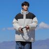 2024 Inverno Novo Super Quente Ins Marca da moda Cor-combinando Roupas de algodão acolchoadas Masculinas Casuais Soltas Gola da moda Roupas de algodão acolchoadas para Homens