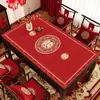 Mantel de Mesa con Palabra Feliz Roja de Boda Estilo Nuevo Mantel Festivo Impermeable y a Prueba de Aceite Sin Lavar Sala de Estar Habitación de Boda Mesa de Café Mantel de Mesa