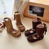 Botas de Invierno 2026 Estilo Nuevo para Niñas, Modernas, con Lazo Desmontable, de Caña Media, Zapatos Planos de Ballet