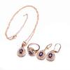 Juego de Joyería Collar Europeo y Americano para Mujer Pulsera Aretes Juego de Tres Piezas Cristal Morado Diamante Regalo Joyería Versátil