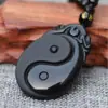 Atacado de fábrica pingente de obsidiana Peixes fofoca preto Taiji fofoca colar de jade masculino e feminino joias de cristal