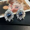 Pendientes Ovalados de Perla con Diamante Incrustado de Aguja de Plata Pendientes de Temperamento de Lujo Ligero Transfronterizos Pendientes Versátiles de Gama Alta de Nicho Venta al por Mayor para Mujeres