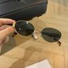 2024 Nuevas Gafas de Sol Ovaladas Metálicas Pequeñas con Forma Cóncava del Arco del Triunfo Moda Gafas de Sol para Mujer Gafas de Sol de Alta Gama