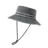 Sombrero de Pescador de Mezclilla Desgastada de Verano con Cordón para Mujer, Estilo Campamento al Aire Libre y Sombrero de Montañismo para Hombre, Sombrero de Protección Solar al Aire Libre