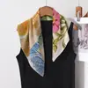 Pañuelo Cuadrado de Algodón Estilo Pintura al Óleo con Estampado de Arte Vintage, Pañuelo de Seda Decorativo Suave y Versátil, Nuevo Pañuelo de Cuello de Moda para Mujer