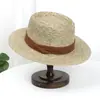 Chapéu Panamá de Palha com Topo Reto para Mulheres, Novo Estilo Chapéu de Palha para Proteger do Sol nas Férias, Chapéu Trançado de Palha Estilo Francês para Praia e Litoral