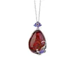 Yuebao Jewelry Plata Pura S999 Ámbar Rojo Estilo Chino Vintage Esmalte Urraca Flor de Ciruelo Hueco Gota de Agua Colgante para Mujer Colgante de Plata