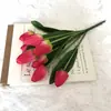 9 Cabezas de Flores de Tulipán Artificiales Exportación Ramo de Planta Verde Decoración de Escena para Fotografía en Casa Alta Simulación