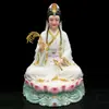 Estatua del Bodhisattva Guanyin para Adoración, Hecha de Mármol Blanco, Presentando al Bodhisattva Guanyin del Mar del Sur Sentado sobre un Loto, Adecuada para Uso Doméstico, Venta al por Mayor por Cihang Dao Ren